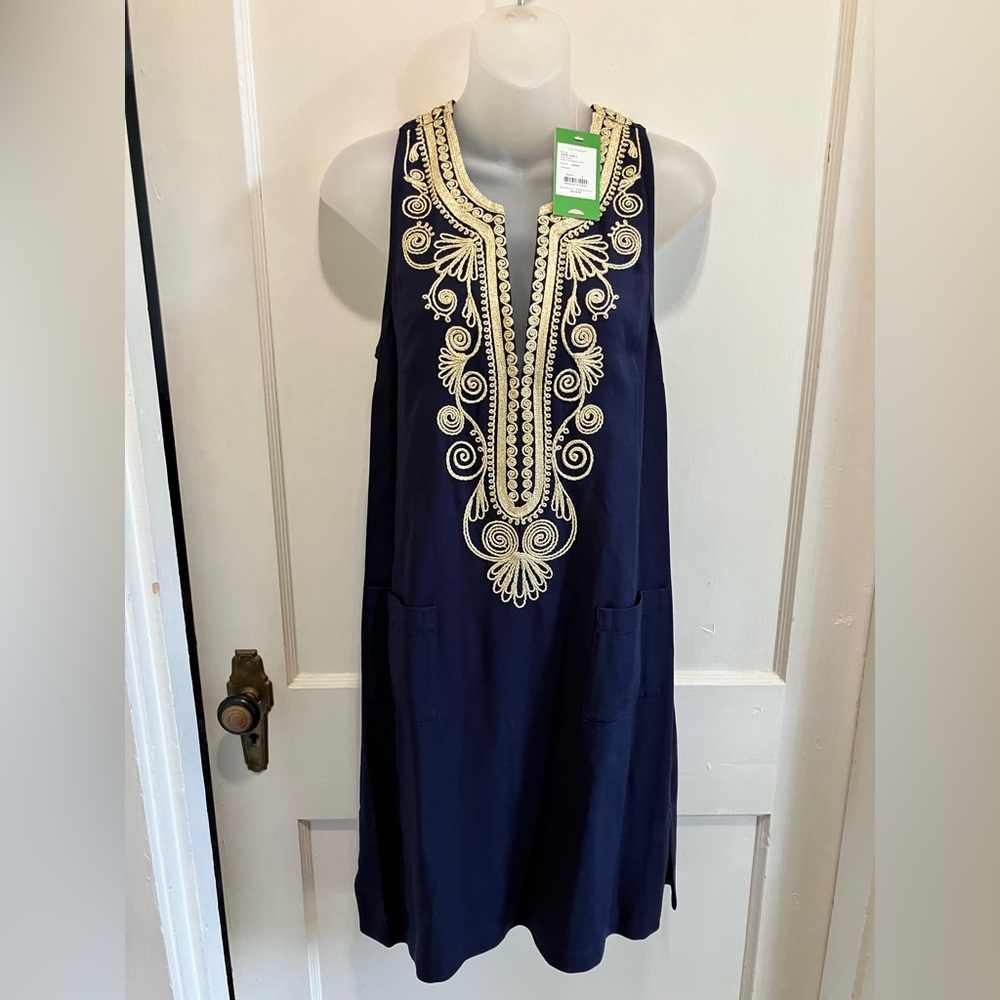 Lilly Pulitzer Navy Dress with Gold Zipper